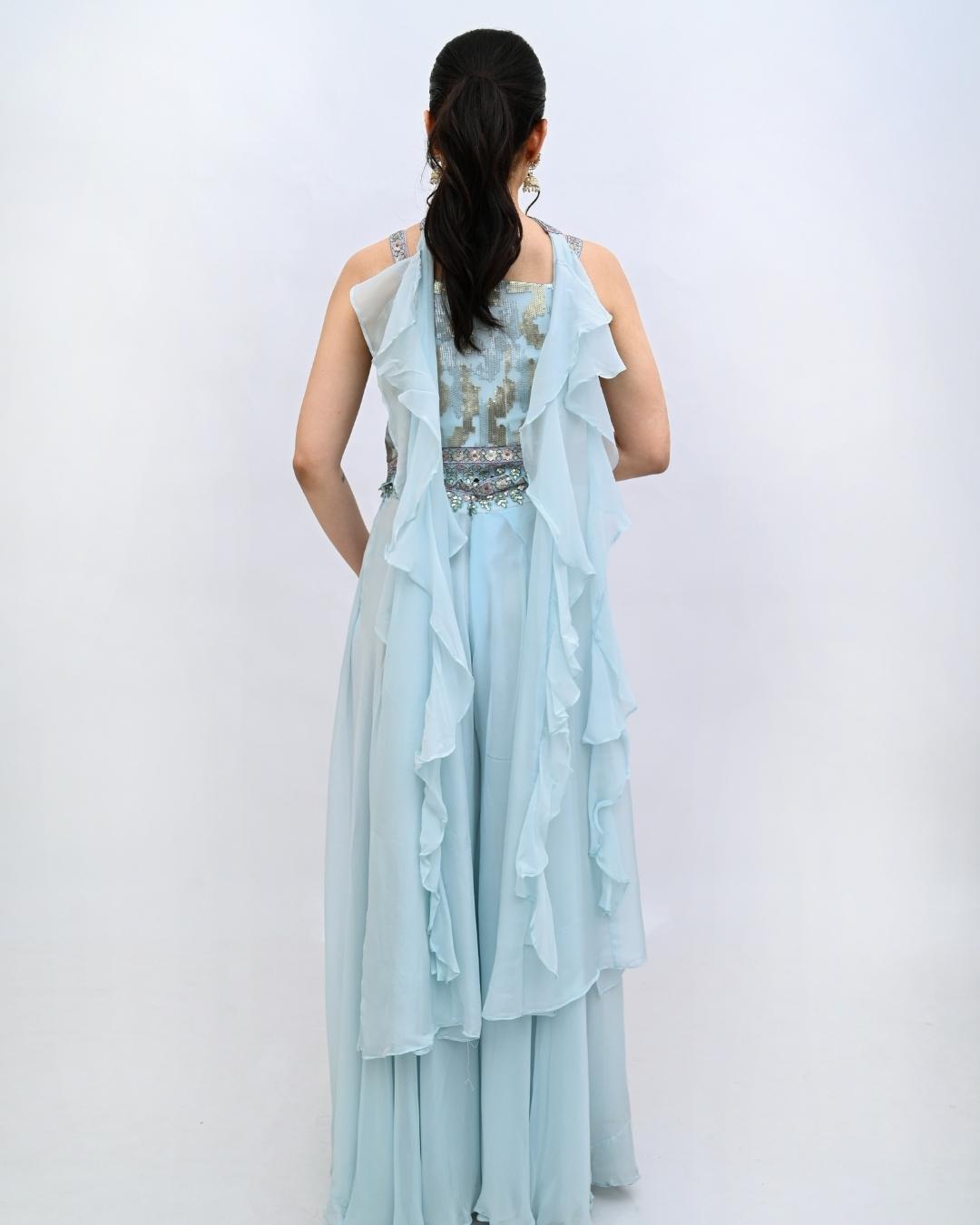 Light Blue Indowestern set