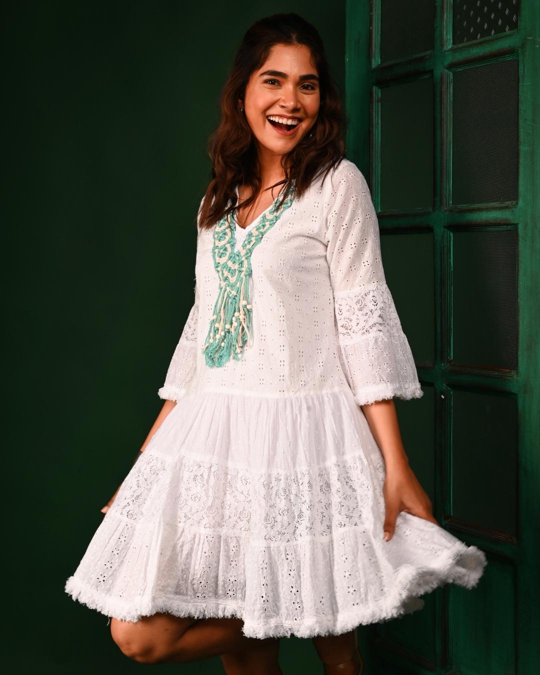 White and Teal Tunic frock