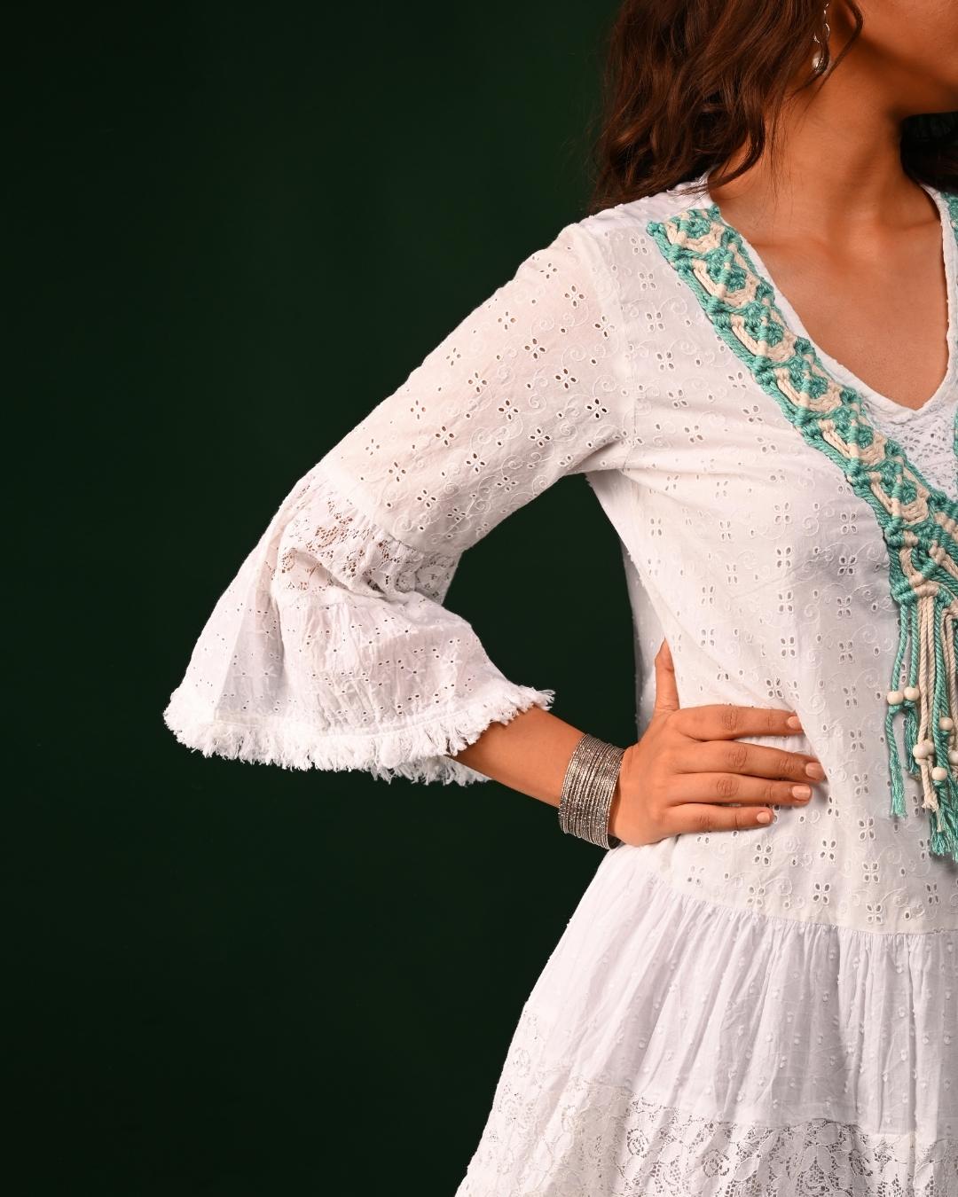 White and Teal Tunic frock