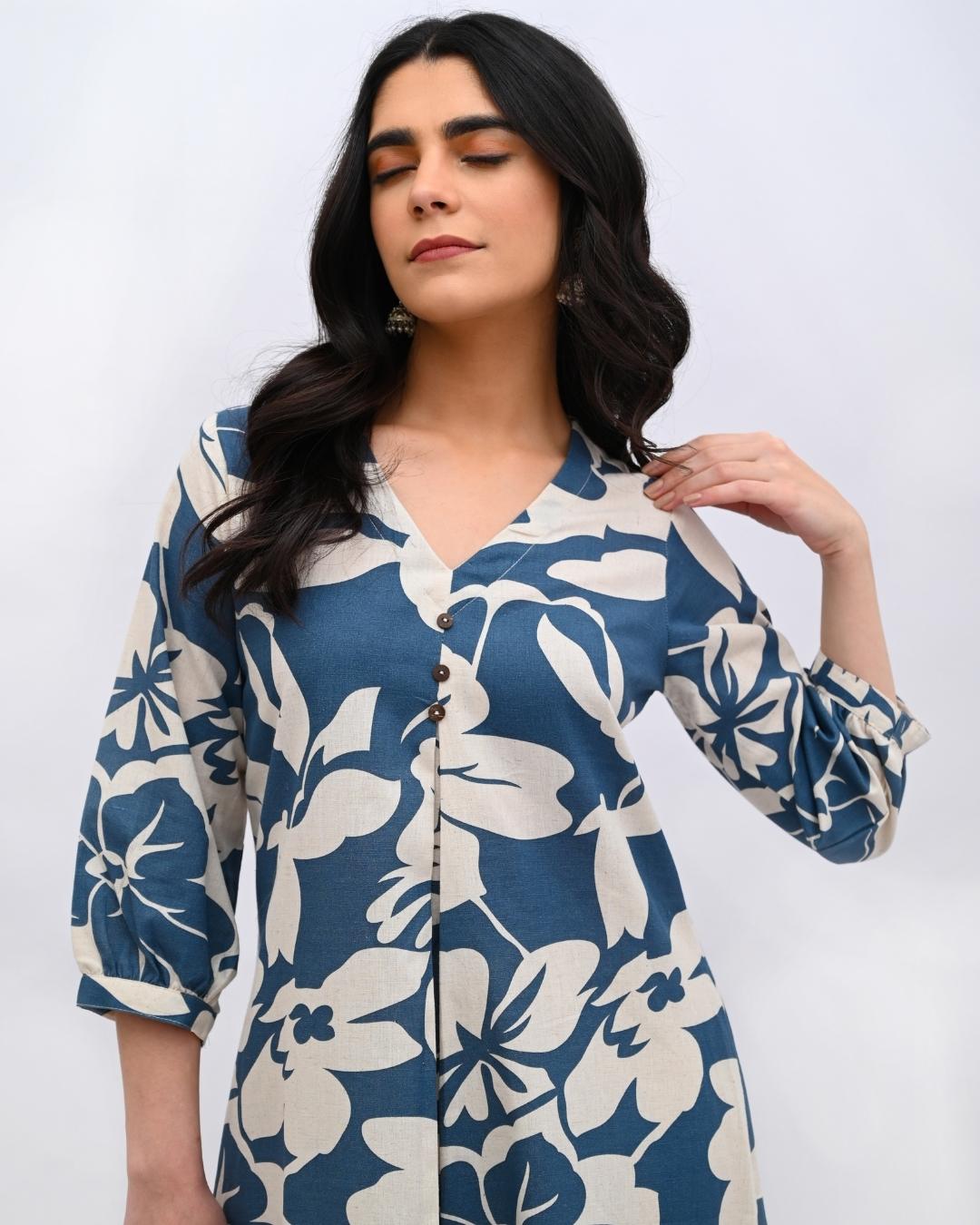 Blue Floral Cord Set