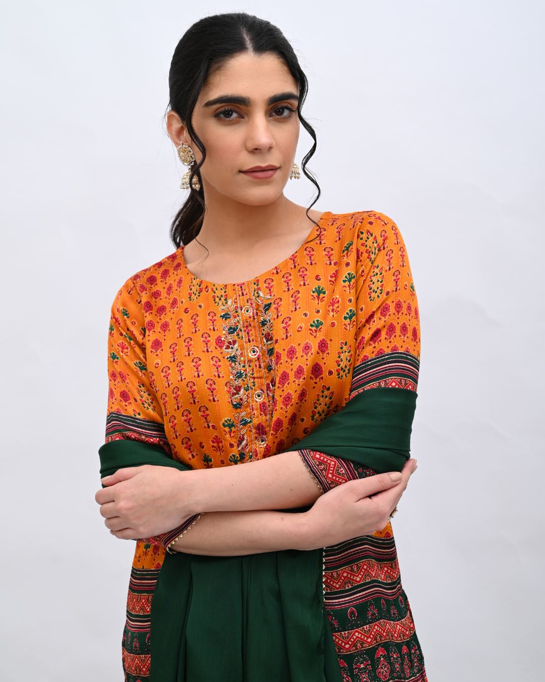 Mustard Silk Sharara set