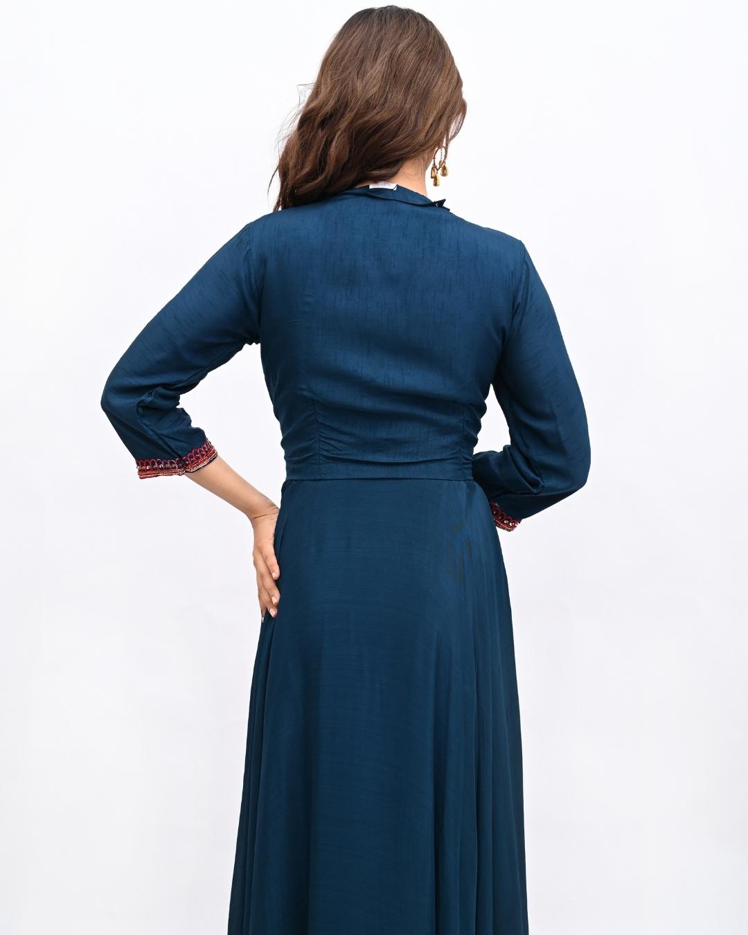 Dark Blue hand embroidered dress