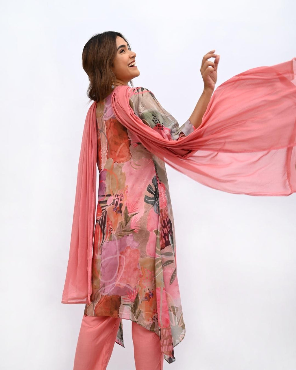 PInk Shimmer A Line Suit Set