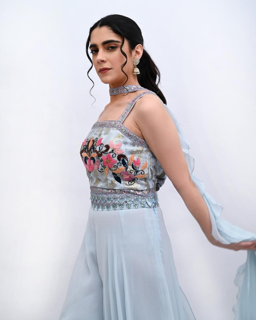 Light Blue Indowestern set