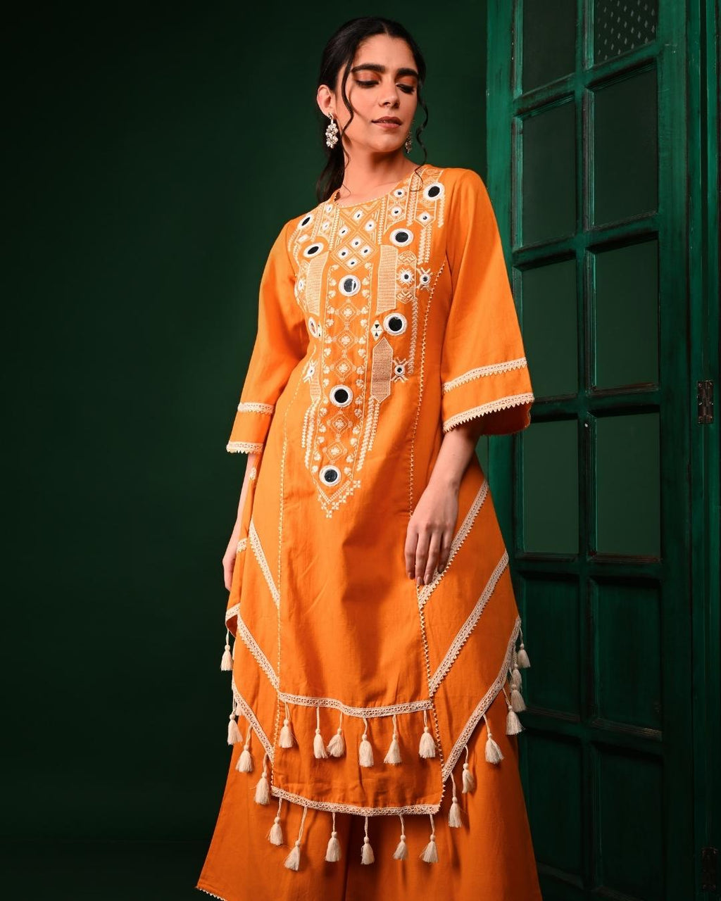 Mustard Mirror work Cord Set