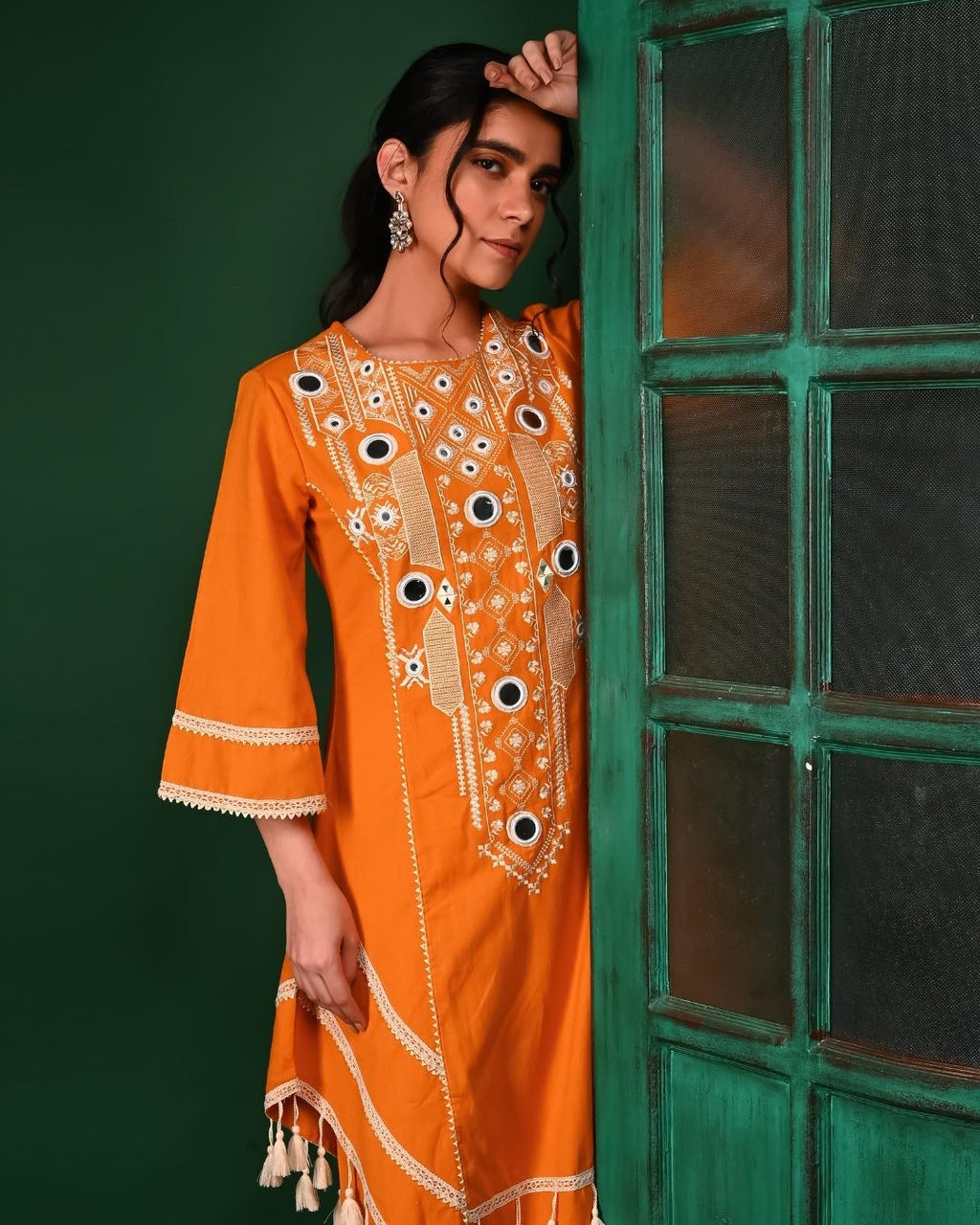 Mustard Mirror work Cord Set