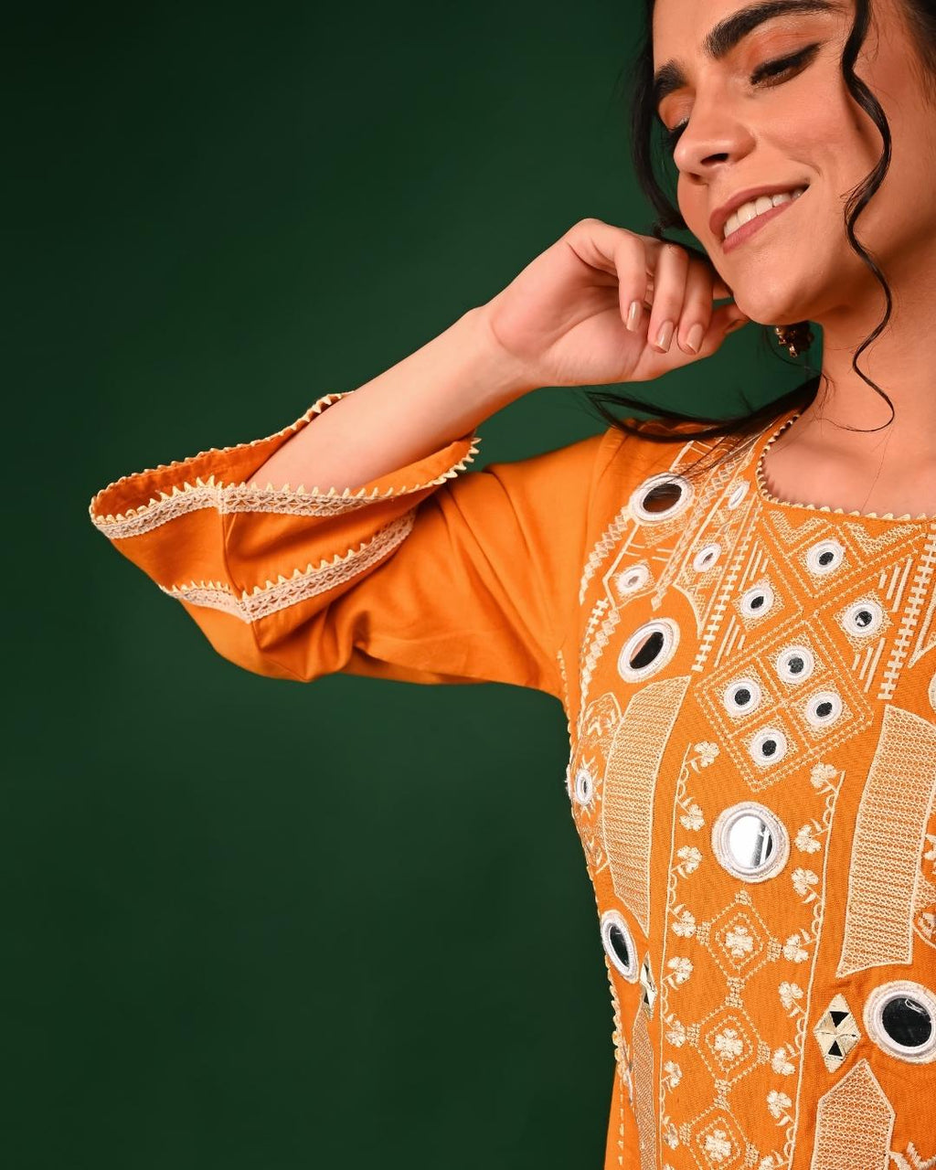 Mustard Mirror work Cord Set