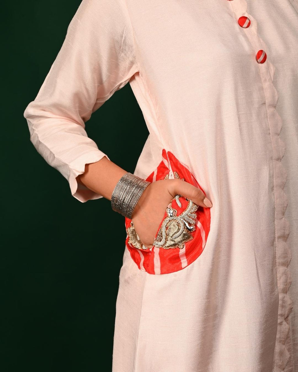 Contrast embroidered Cord Set