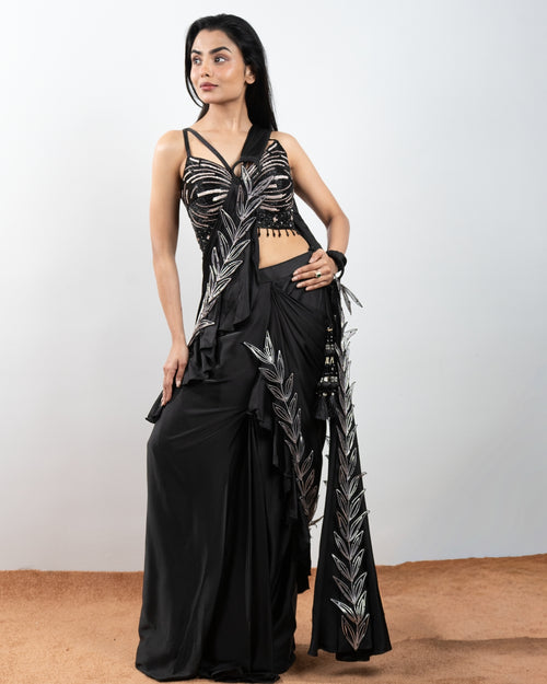 Black Butterfly Drape saree