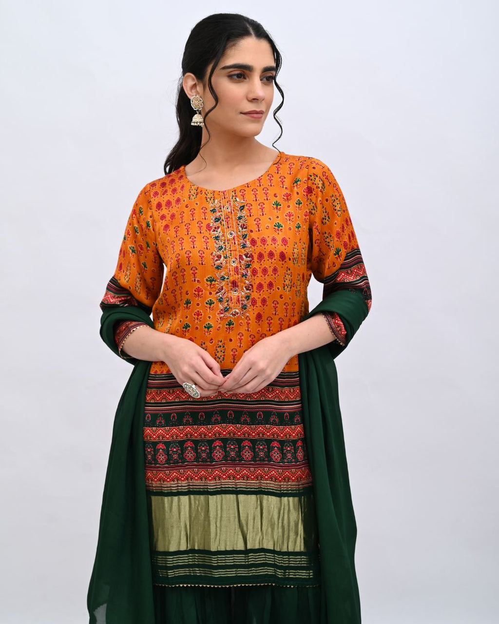 Mustard Silk Sharara set