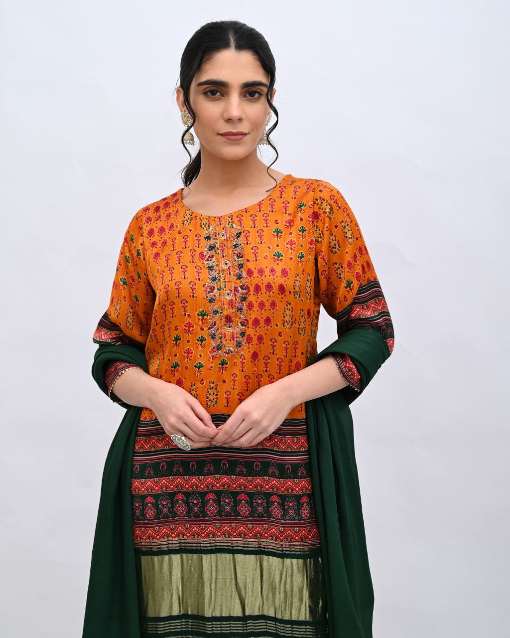 Mustard Silk Sharara set