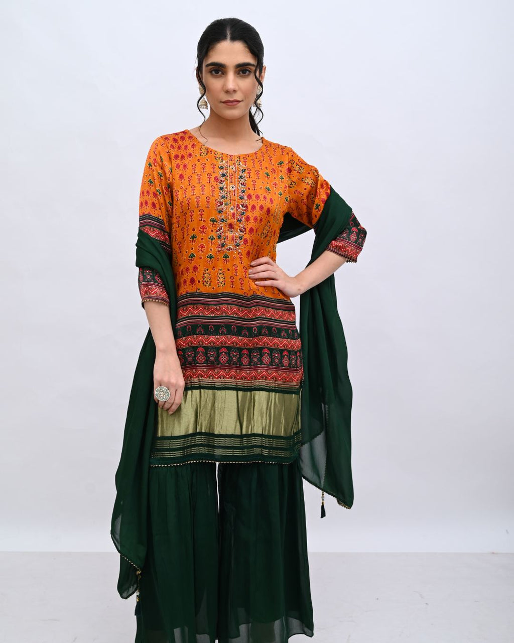 Mustard Silk Sharara set