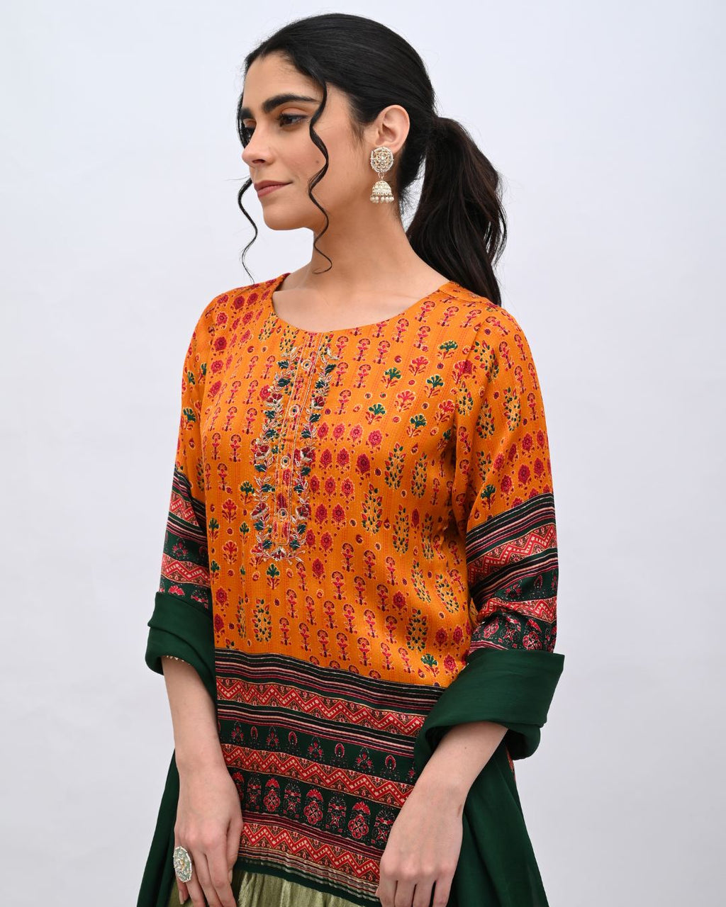 Mustard Silk Sharara set