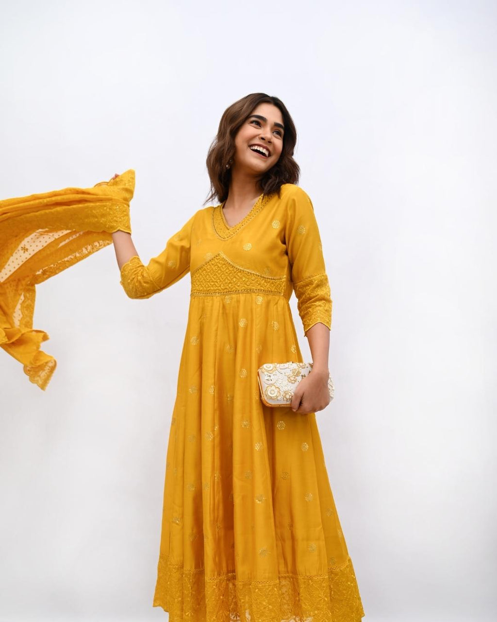 Yellow Cotton Anarkali