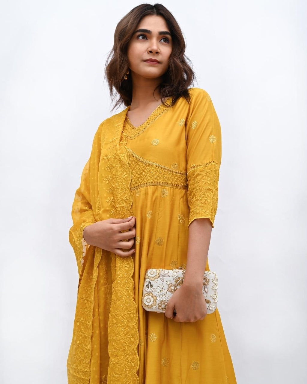 Yellow Cotton Anarkali