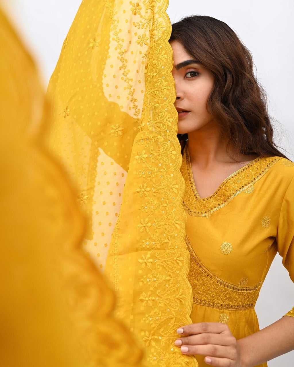 Yellow Cotton Anarkali