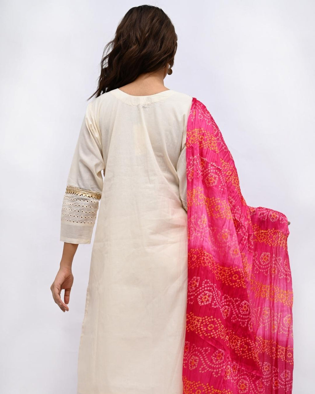 White Gold Bandhni Suit