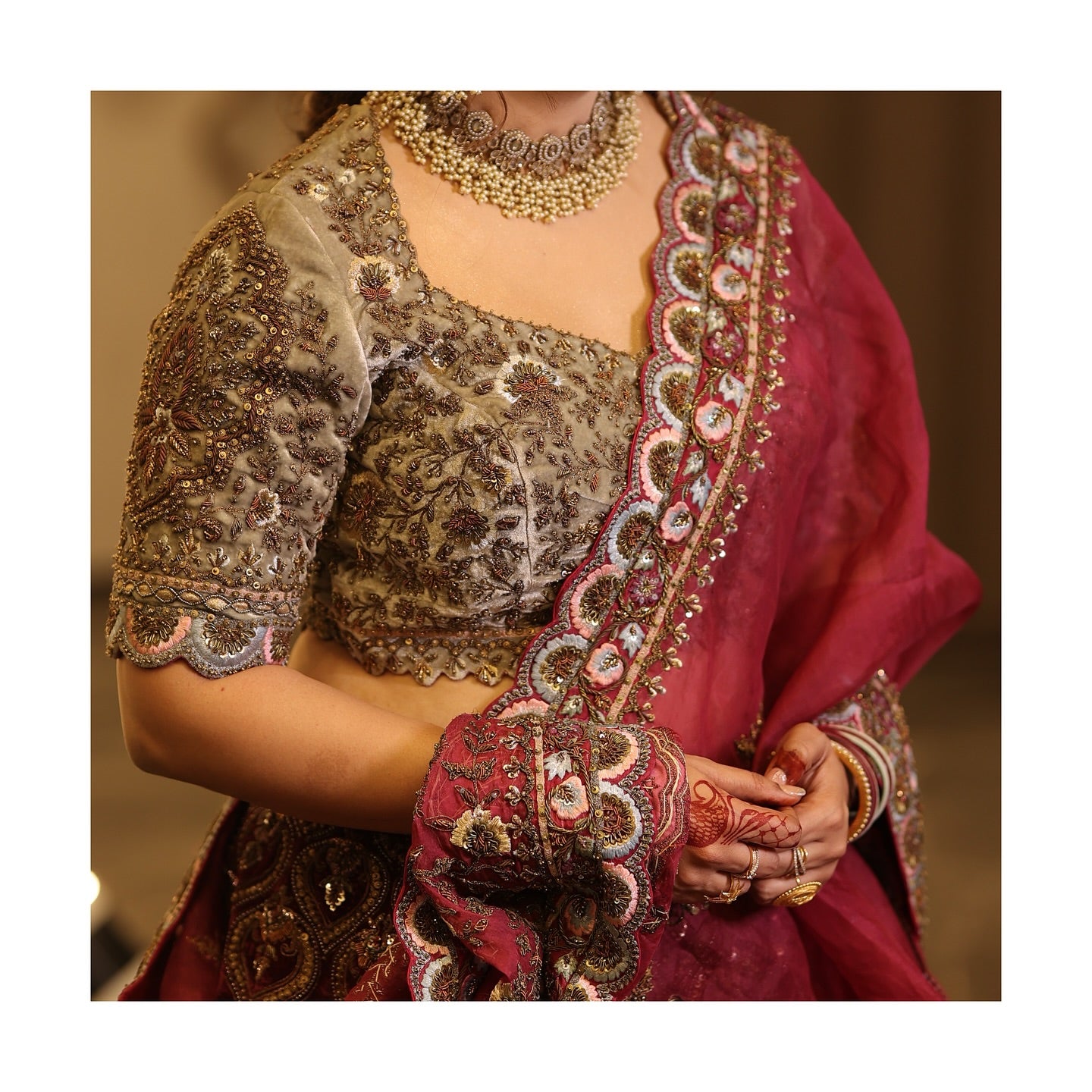 Embroidered Lehenga Choli with Dupatta - Handcrafted Bridal Wear by Vee Couture