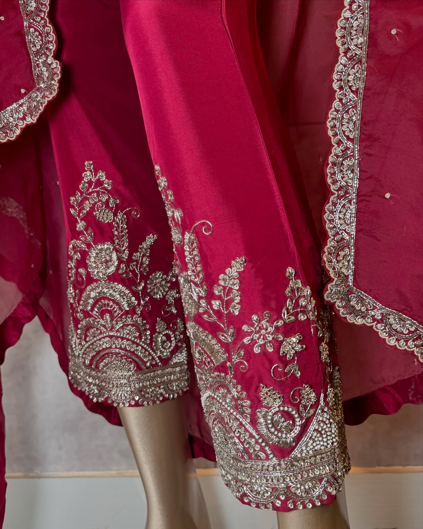 Maroon Embroidered Kurta Set with Dupatta - Handcrafted Festive Wear by Vee Couture