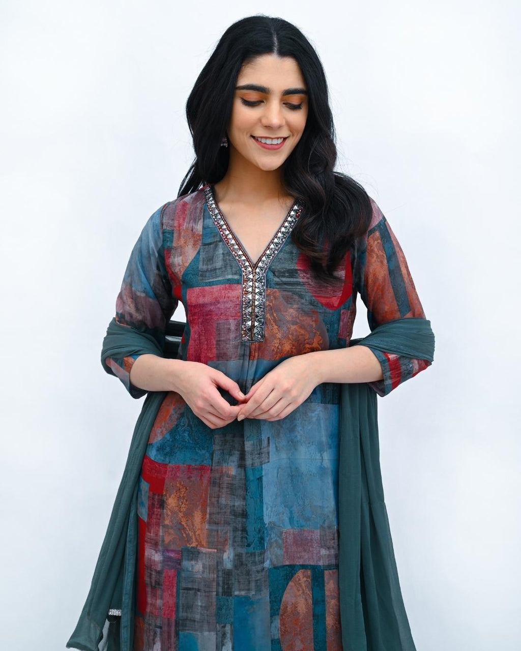 PInk Shimmer A Line Suit Set