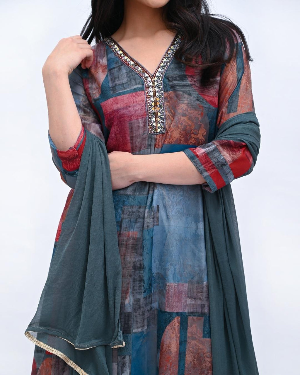 PInk Shimmer A Line Suit Set