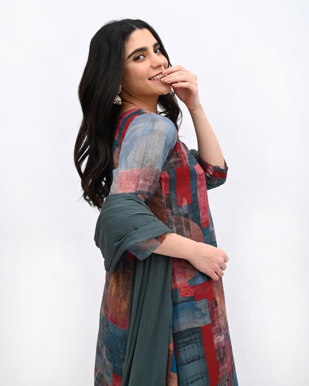 PInk Shimmer A Line Suit Set