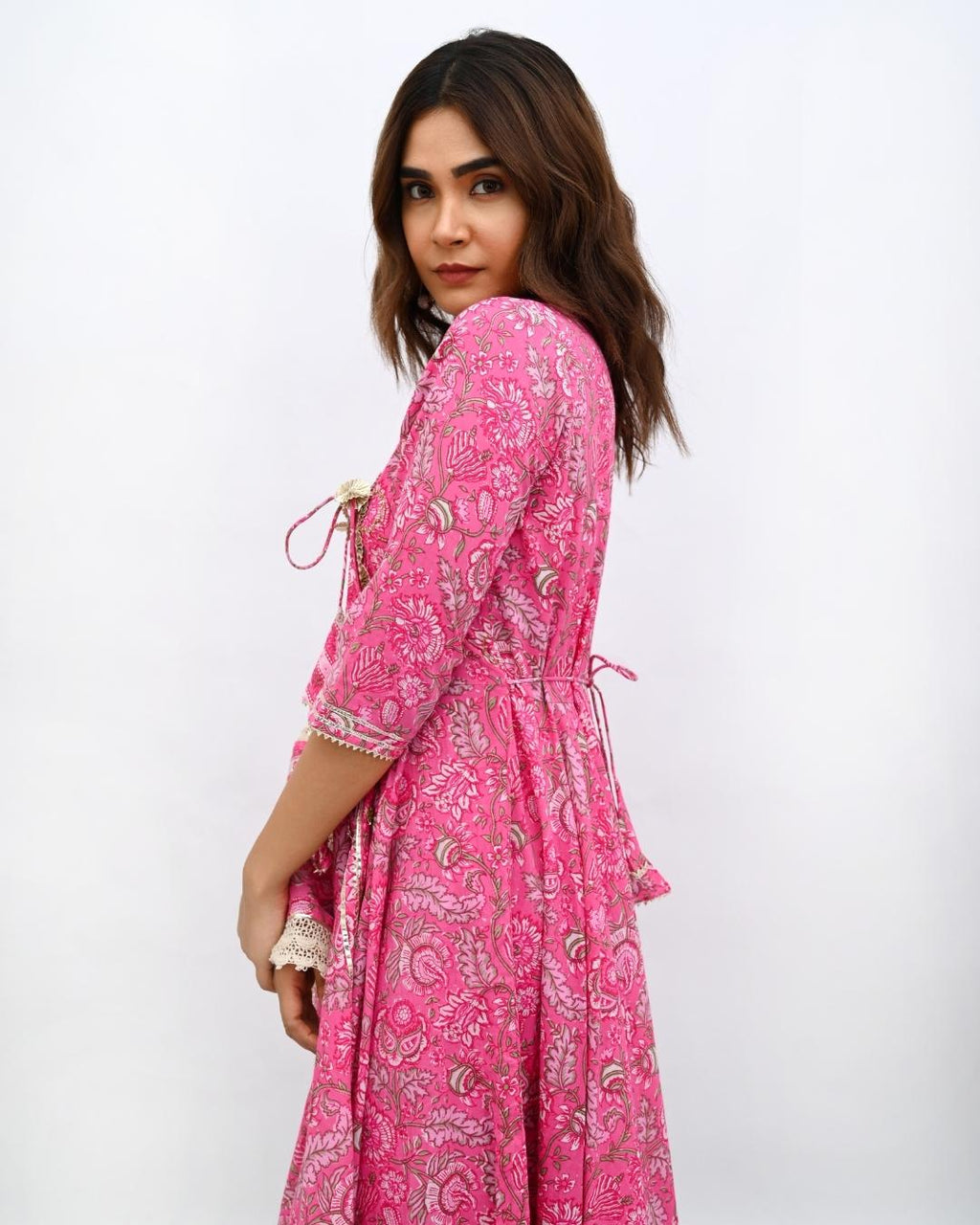 Pink Cotton Festive Anarkali