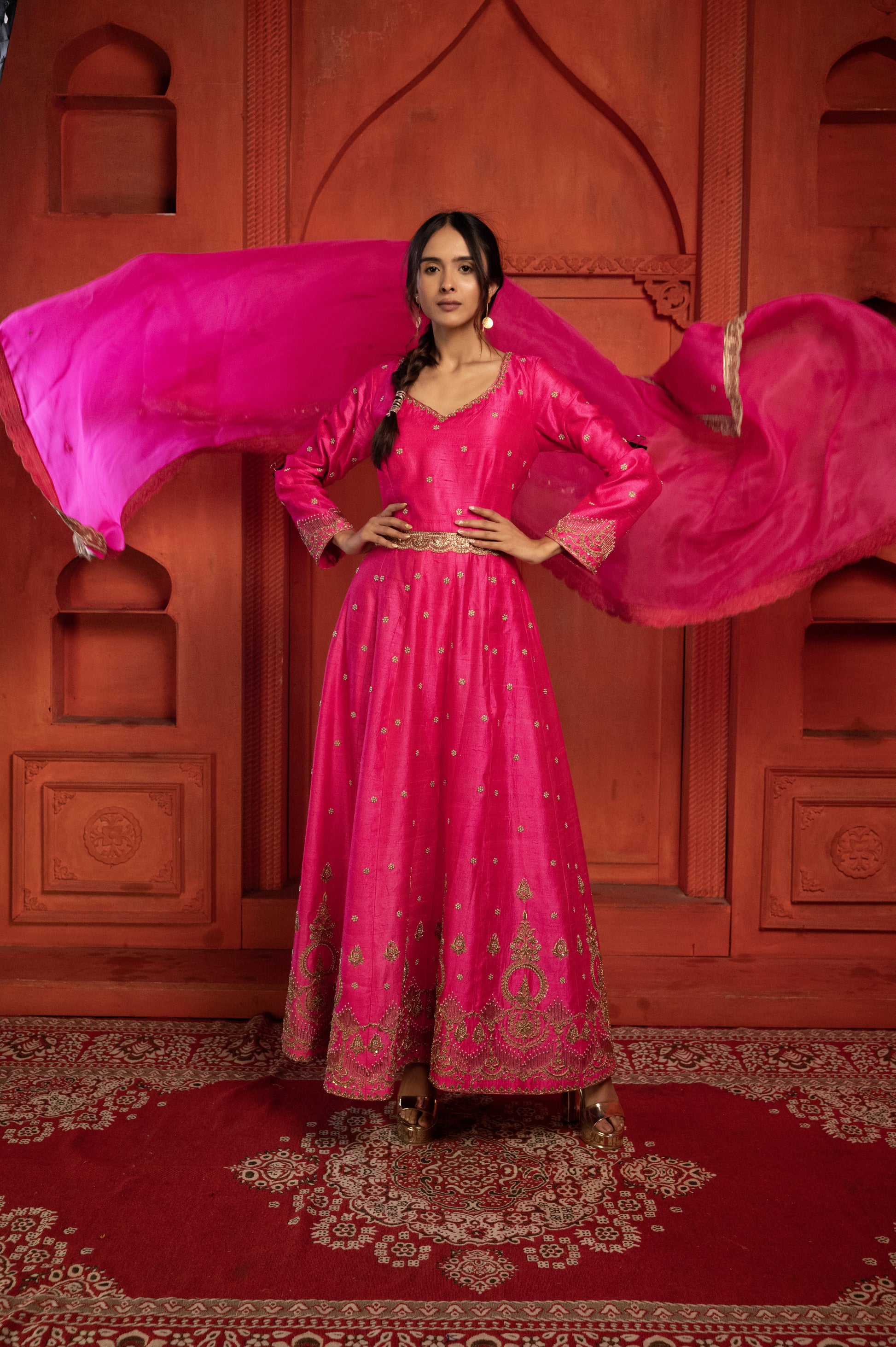Luxe Magenta Silk Anarkali Set