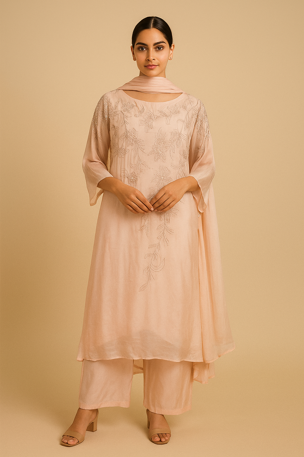 PEACH CHINON SUIT