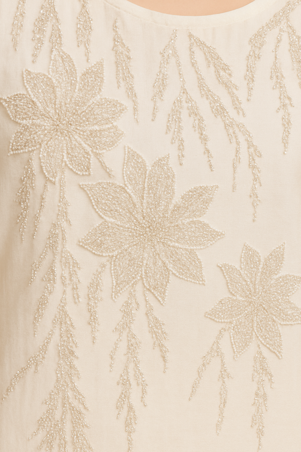 IVORY DROP FLORAL SELF WORK PLAZO