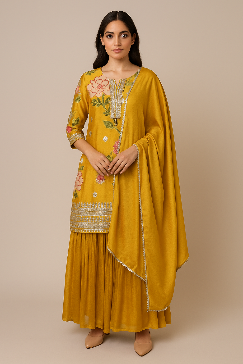 MUSTARD FANCY SHARARA