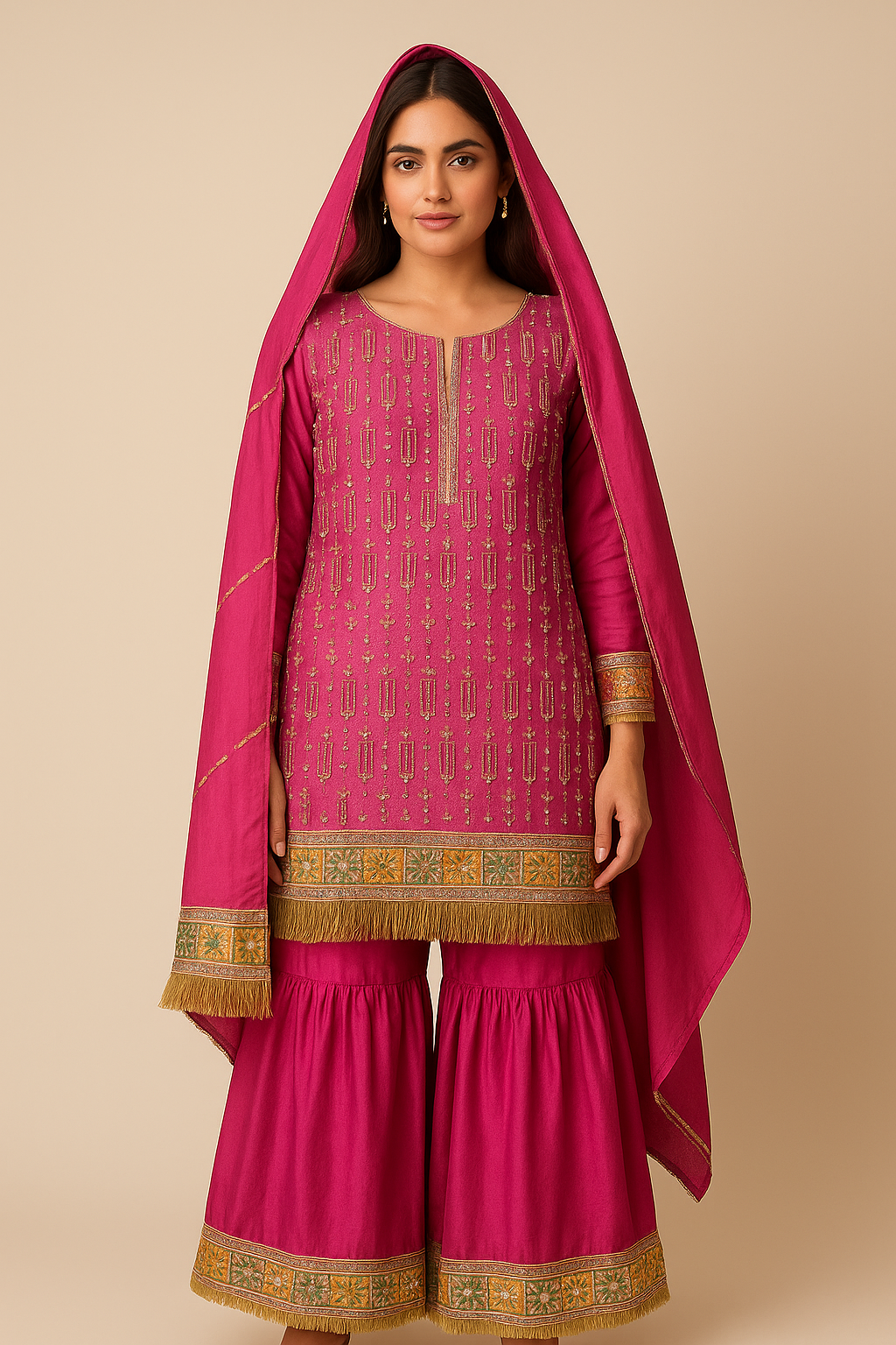 Rani Pink Zari Custom Sharara set