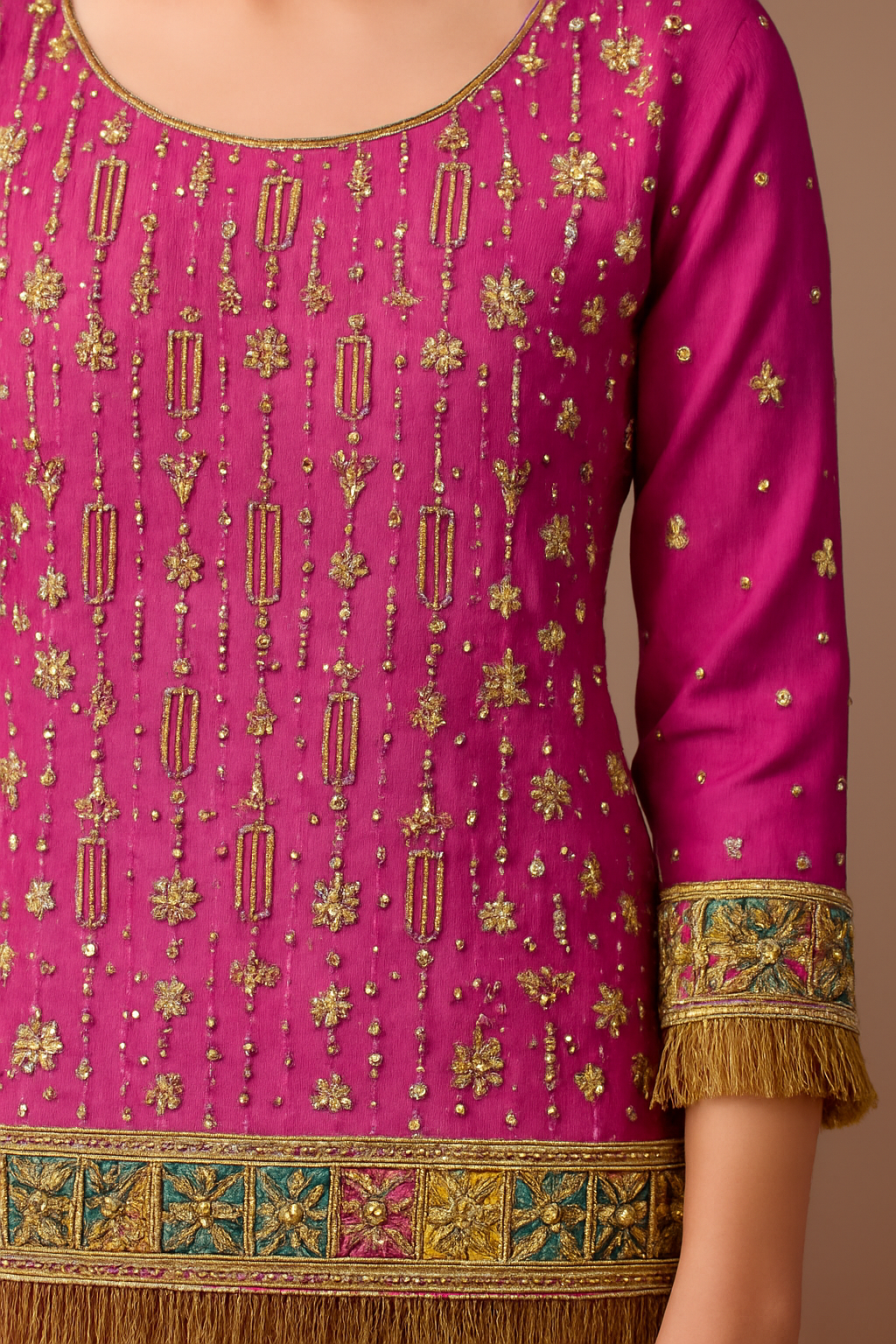 Rani Pink Zari Custom Sharara set