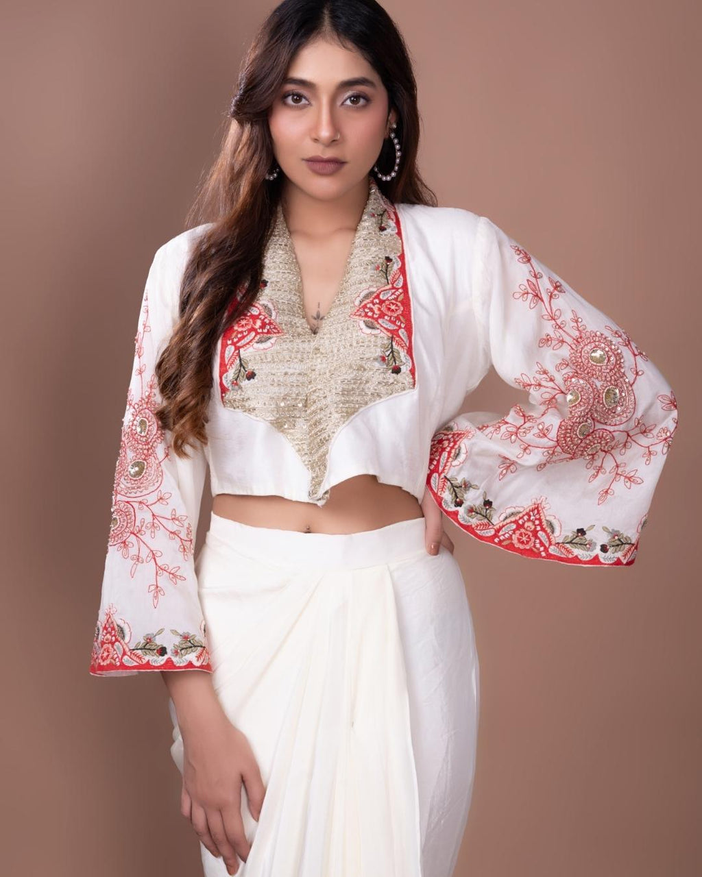 IVORY BUTTERFLY JACKET AND SKIRT