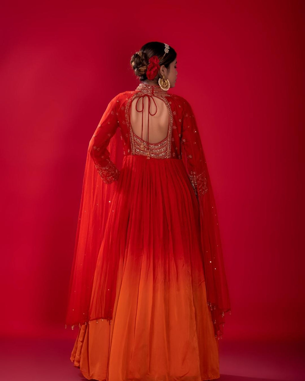 Rust Orange handwork gown