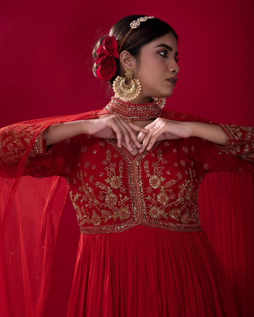 Rust Orange handwork gown