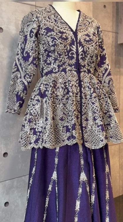 Royal Indigo Silk Zari Sharara Set