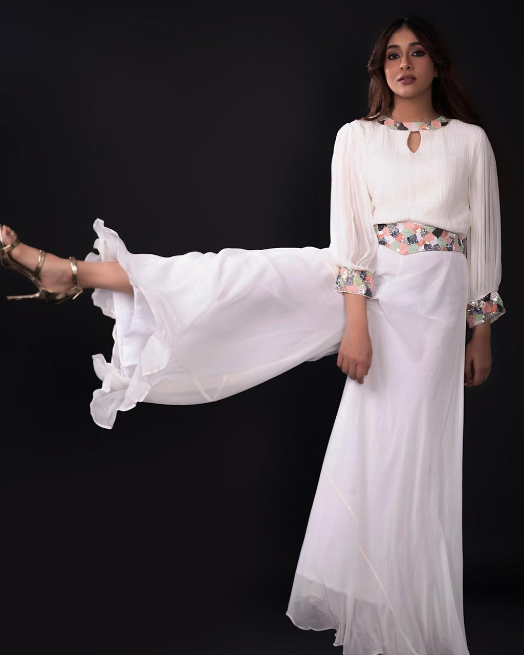 WHITE JUMP SUIT WITH BELT