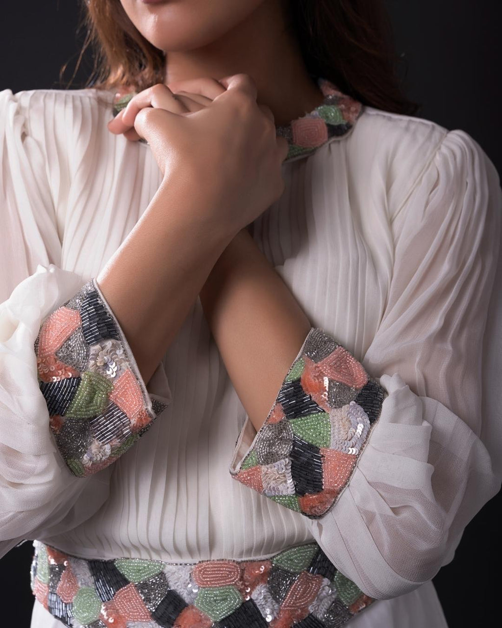 WHITE JUMP SUIT WITH BELT